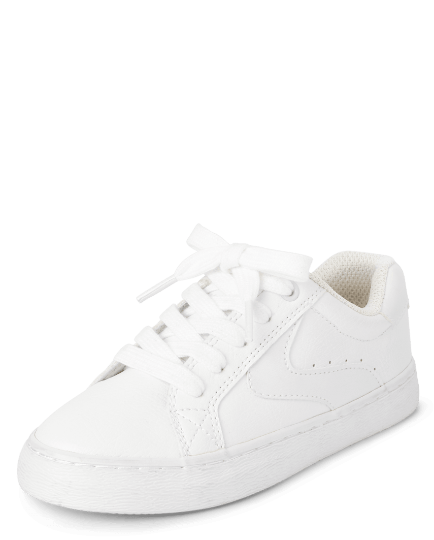 The Children's Place Boys Low Top Sneakers | Size YOUTH 12 | White | 100% Faux Leather