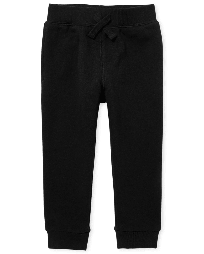 The Children's Place Baby And Toddler Boys Fleece Jogger Pants | Size 12-18 M | Black | 100% Cotton