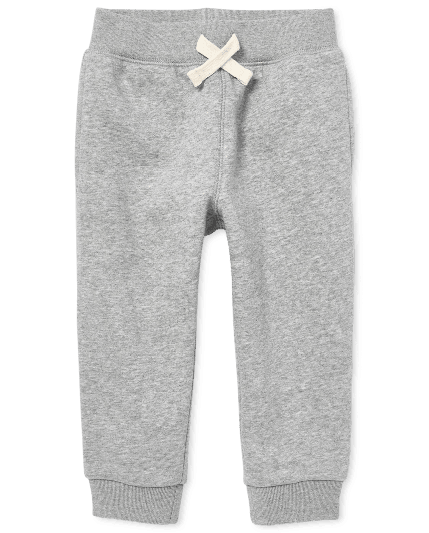 The Children's Place Baby And Toddler Boys Fleece Jogger Pants | Size 12-18 M | Gray | 100% Cotton