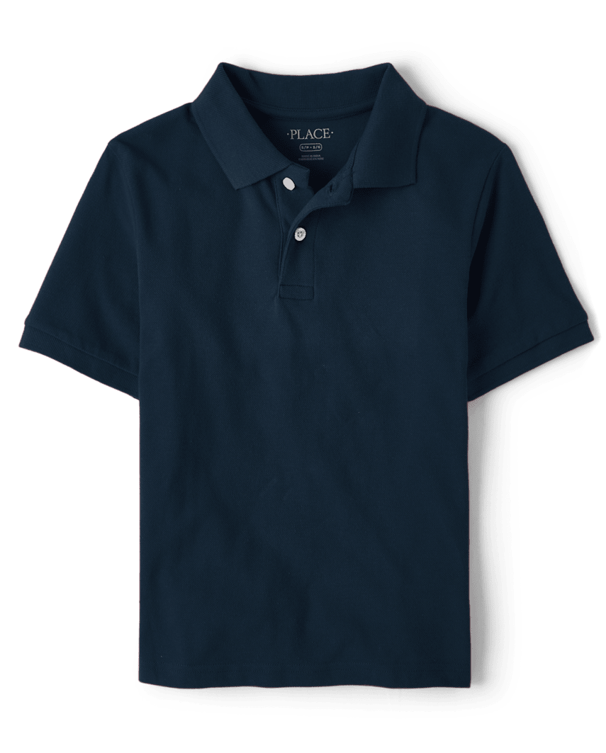 The Children's Place Boys Uniform Soft Pique Polo - Plus | Size 3XL (18H) | Blue | 100% Cotton