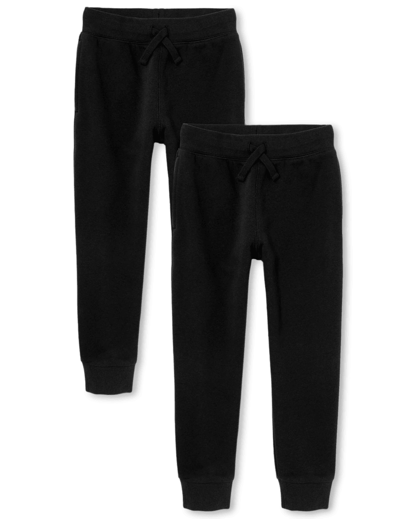 The Children's Place Boys Fleece Jogger Pants 2-Pack | Size Small (5/6) | Black | 100% Cotton