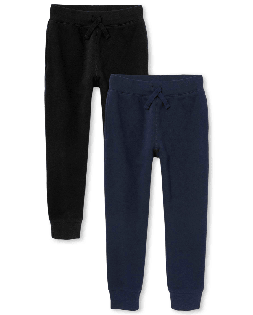 The Children's Place Boys Fleece Jogger Pants 2-Pack | Size 2XL (16) | 100% Cotton