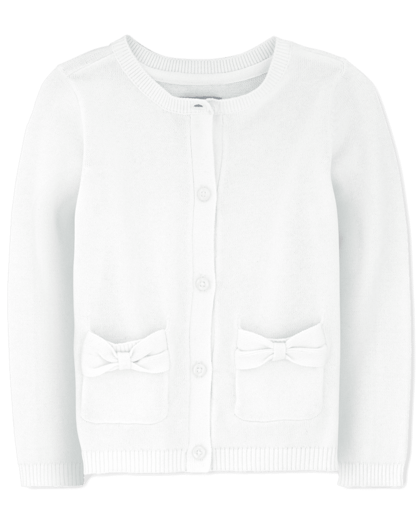 The Children's Place Toddler Girls Bow Cardigan | Size 3T | White | 100% Cotton