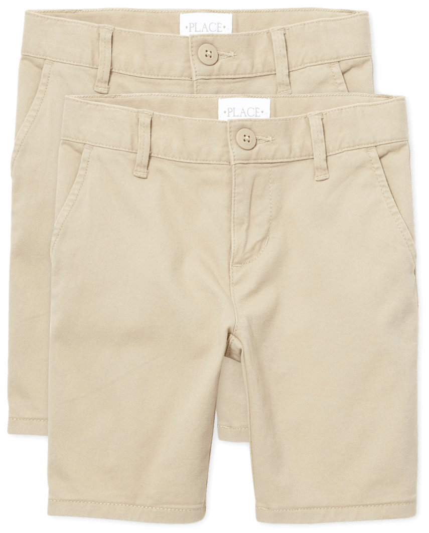 The Children's Place Girls Uniform Stretch Chino Shorts 2-Pack | Size 6X/7P | Tan | Cotton