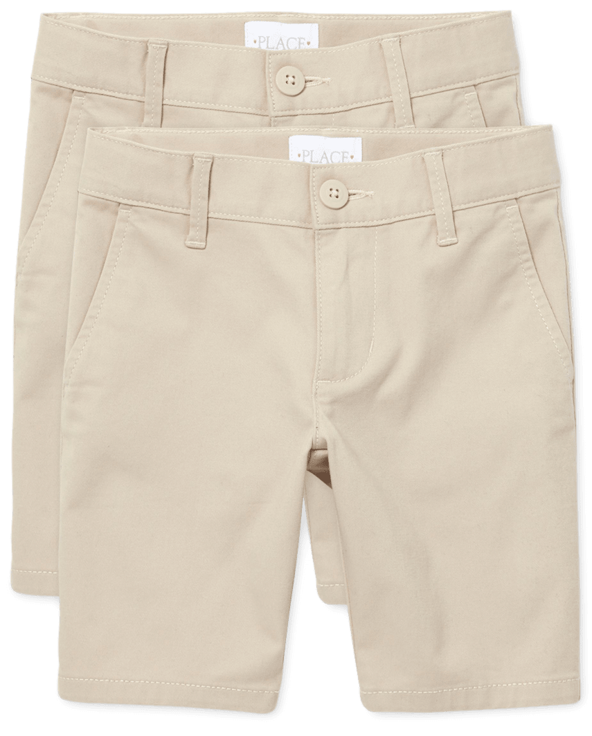 The Children's Place Girls Uniform Stretch Chino Shorts 2-Pack | Size 6P | Tan | Cotton