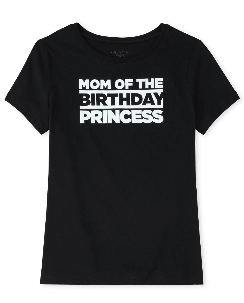The Children's Place Womens Matching Family Birthday Graphic T-Shirt | Size Large | Black | 100% Cotton