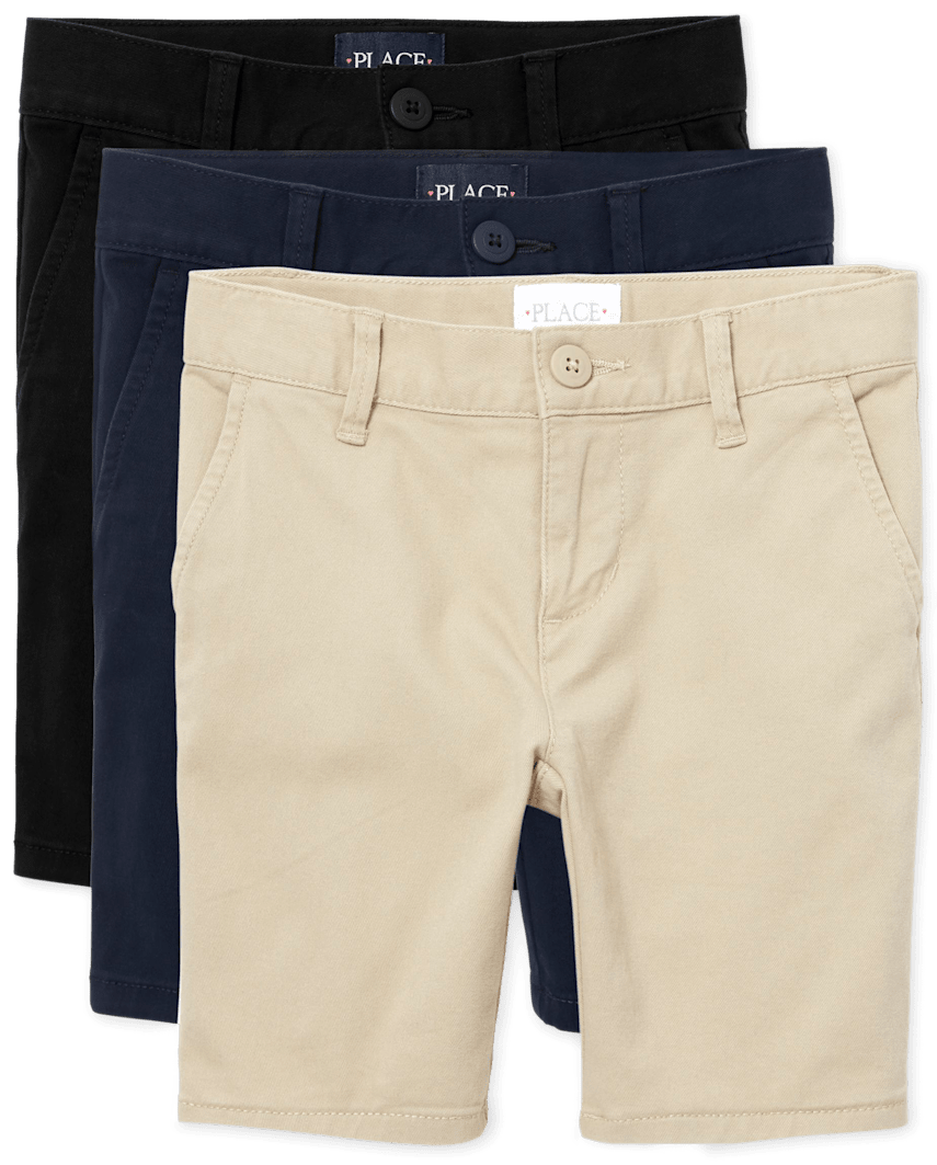 The Children's Place Girls Uniform Stretch Chino Shorts 3-Pack | Size 18 | Cotton