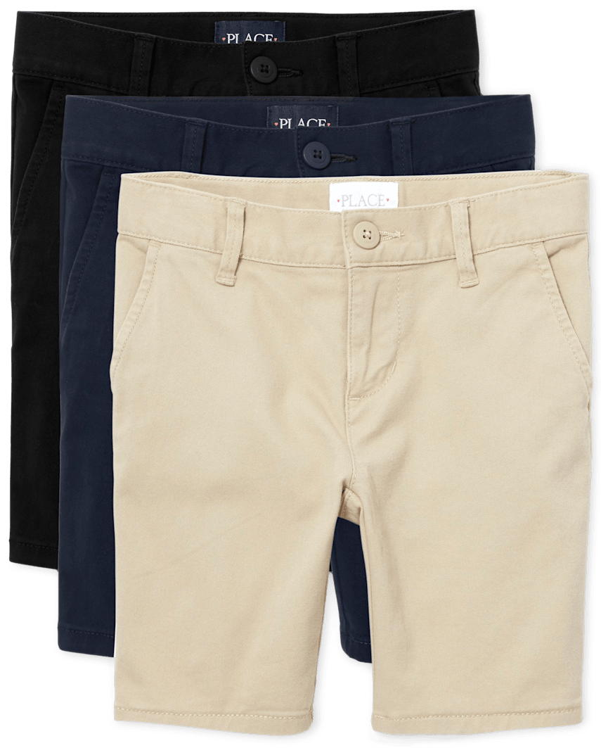 The Children's Place Girls Uniform Stretch Chino Shorts 3-Pack - Plus | Size 4P | Cotton