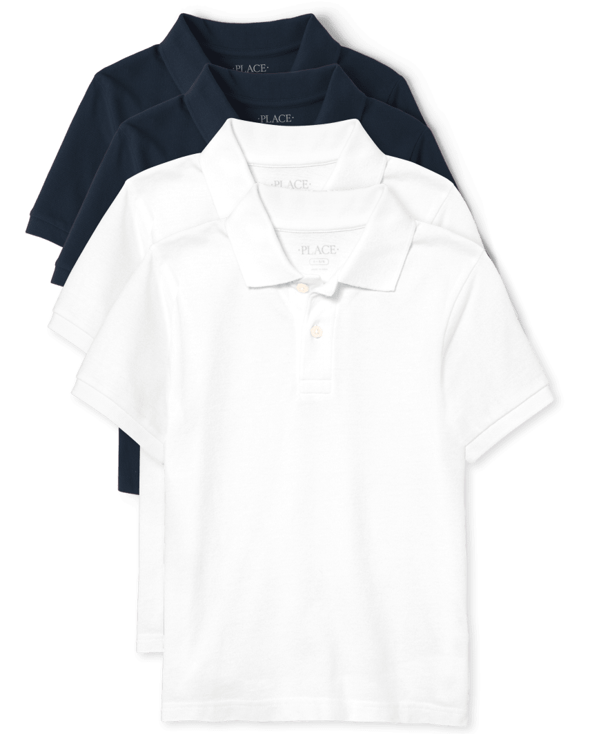 The Children's Place Boys Uniform Soft Pique Polo 4-Pack | Size XS (4) | 100% Cotton