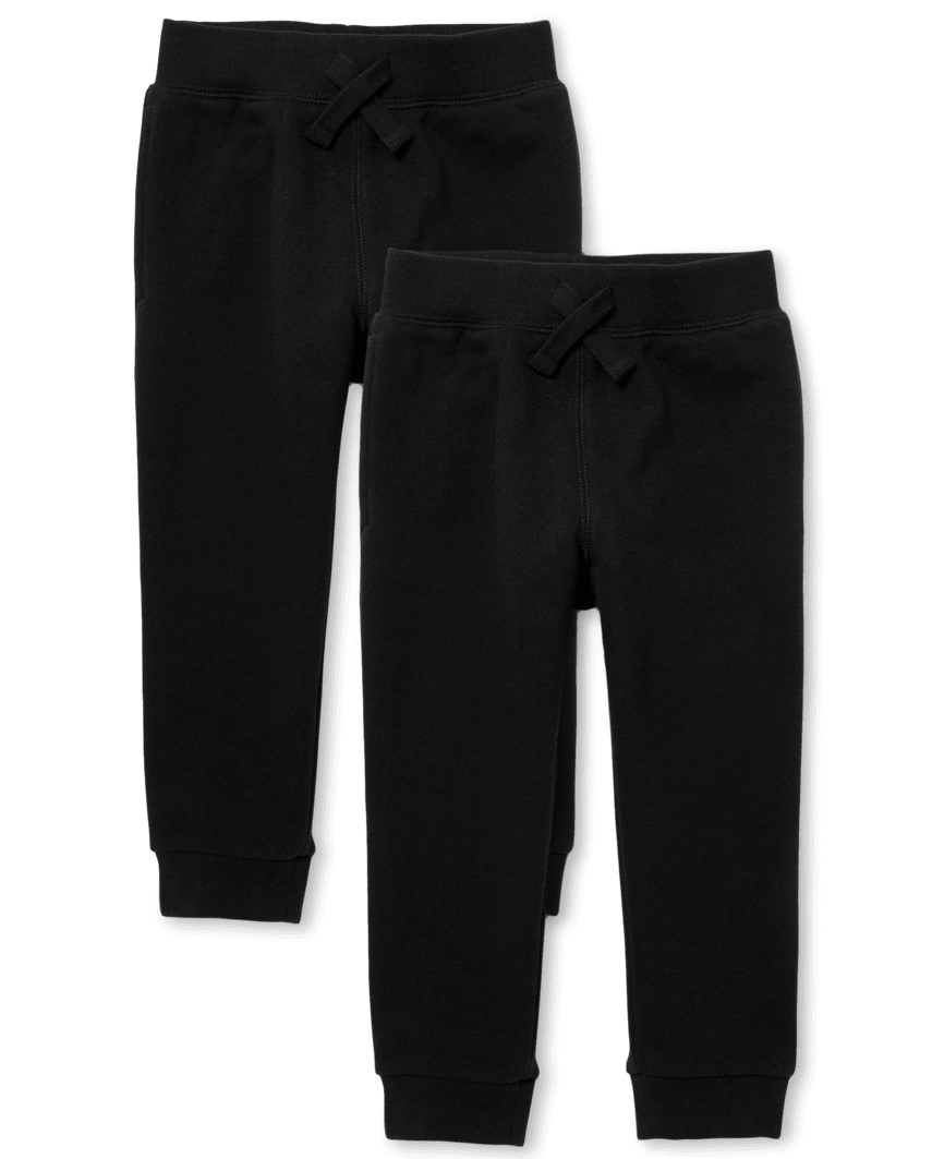 The Children's Place Baby And Toddler Boys Fleece Jogger Pants 2-Pack | Size 12-18 M | Black | 100% Cotton