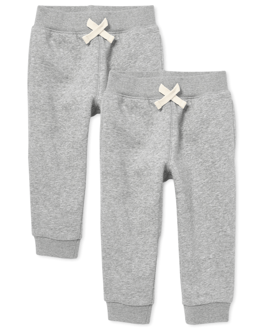 The Children's Place Baby And Toddler Boys Fleece Jogger Pants 2-Pack | Size 2T | Gray | 100% Cotton