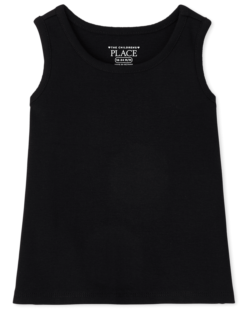 The Children's Place Baby And Toddler Girls Ribbed Tank Top | Size 6-9 M | Black | Cotton