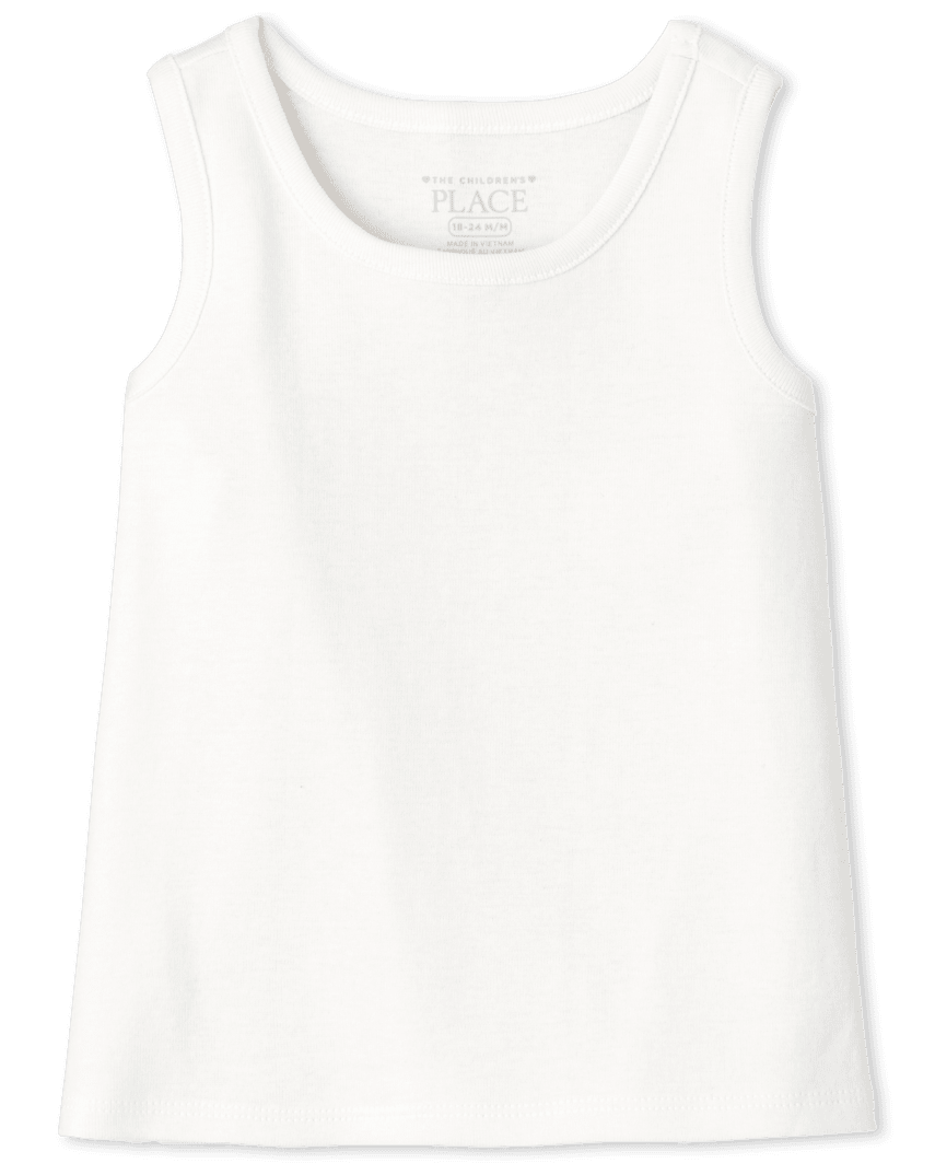 The Children's Place Baby And Toddler Girls Ribbed Tank Top | Size 12-18 M | White | Cotton