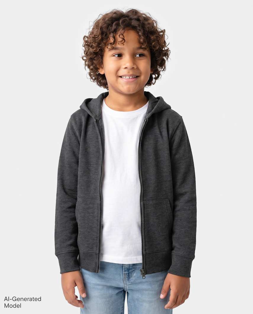 The Children's Place Boys Fleece Zip Up Hoodie | Size 2XL (16) | Black | 100% Cotton