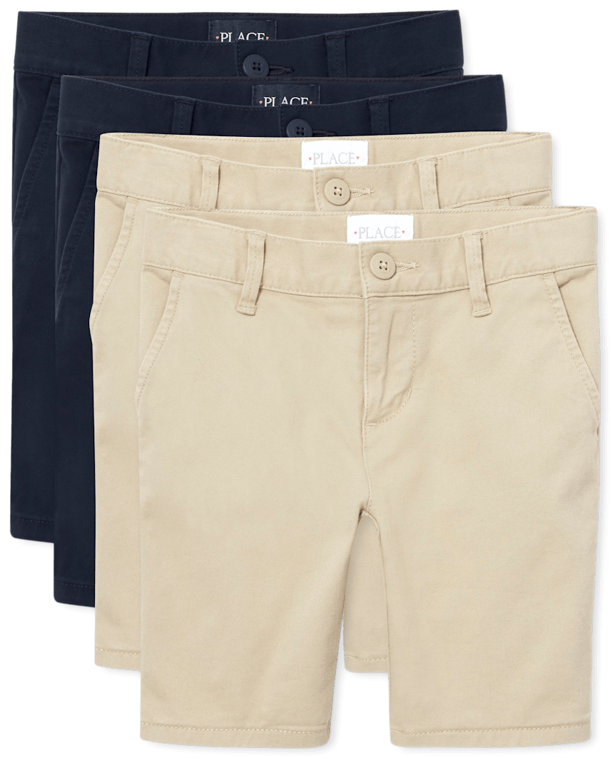 The Children's Place Girls Uniform Stretch Chino Shorts 4-Pack | Size 12 | Cotton