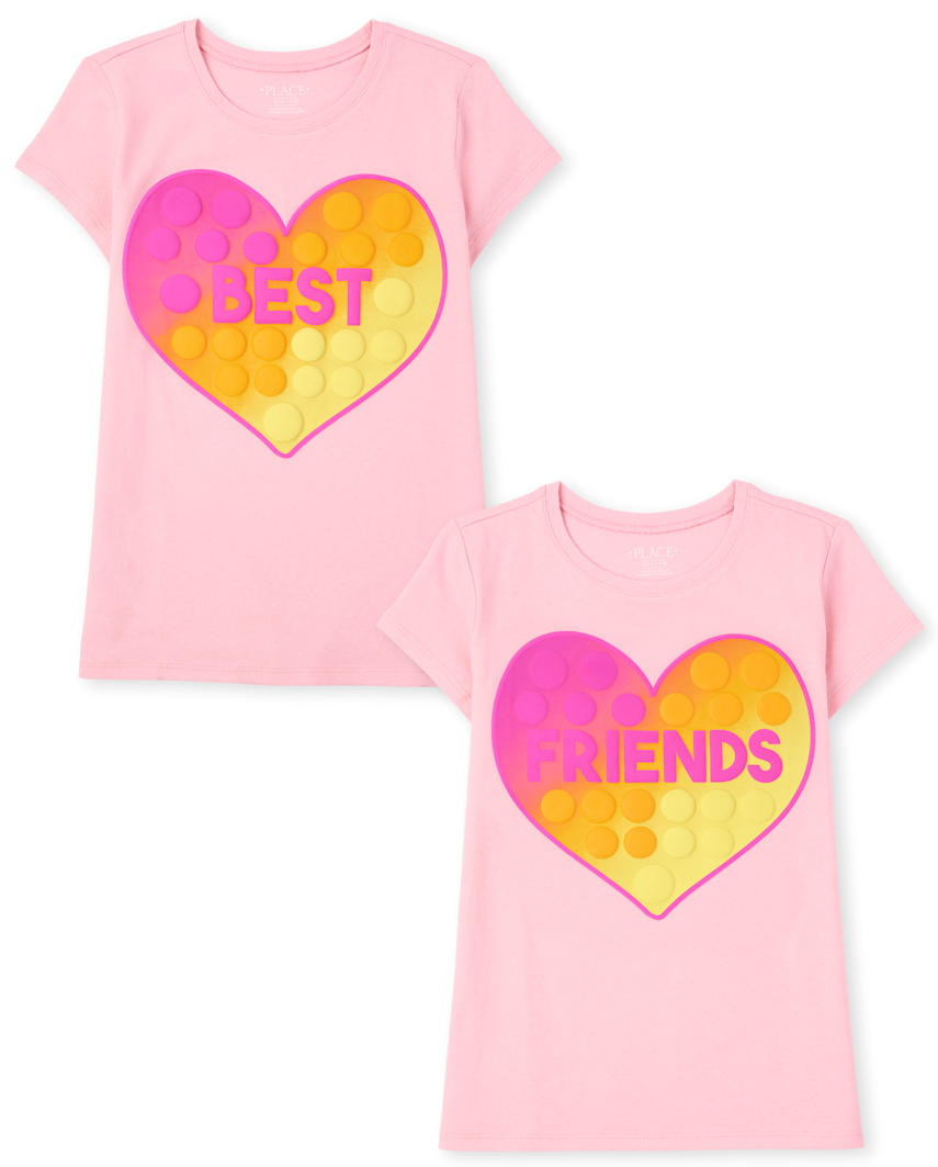 The Children's Place Girls Best Friends Graphic T-Shirt 2-Pack | Size Medium (7/8) | 100% Cotton