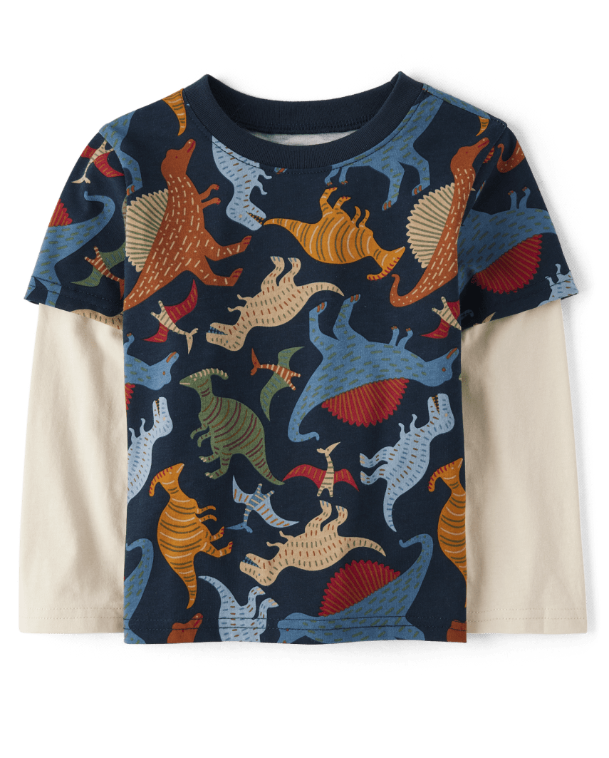 The Children's Place Baby And Toddler Boys Print 2 In 1 Top | Size 9-12 M | Blue | Cotton/Polyester