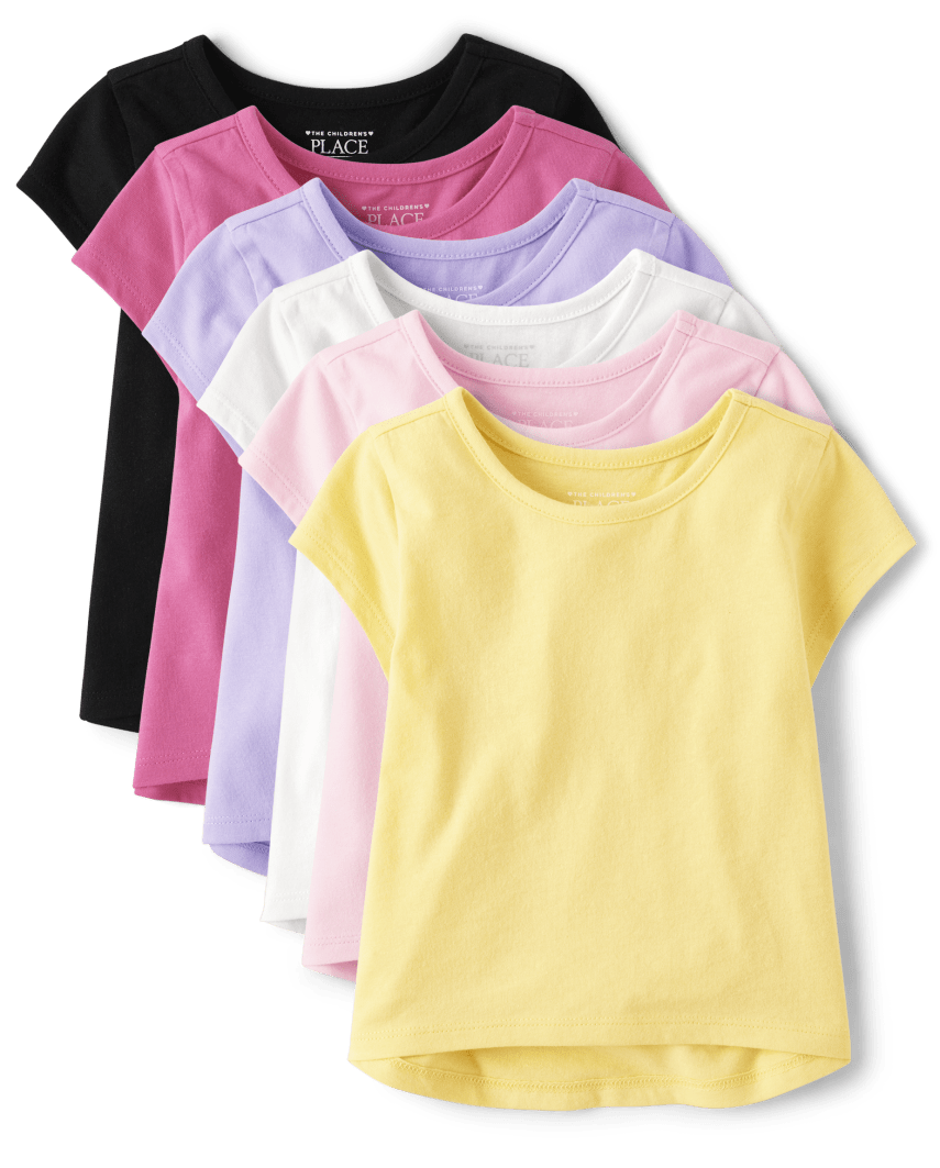 The Children's Place Toddler Girls High Low T-Shirt 6-Pack | Size 18-24 M | Pink | Cotton/Polyester