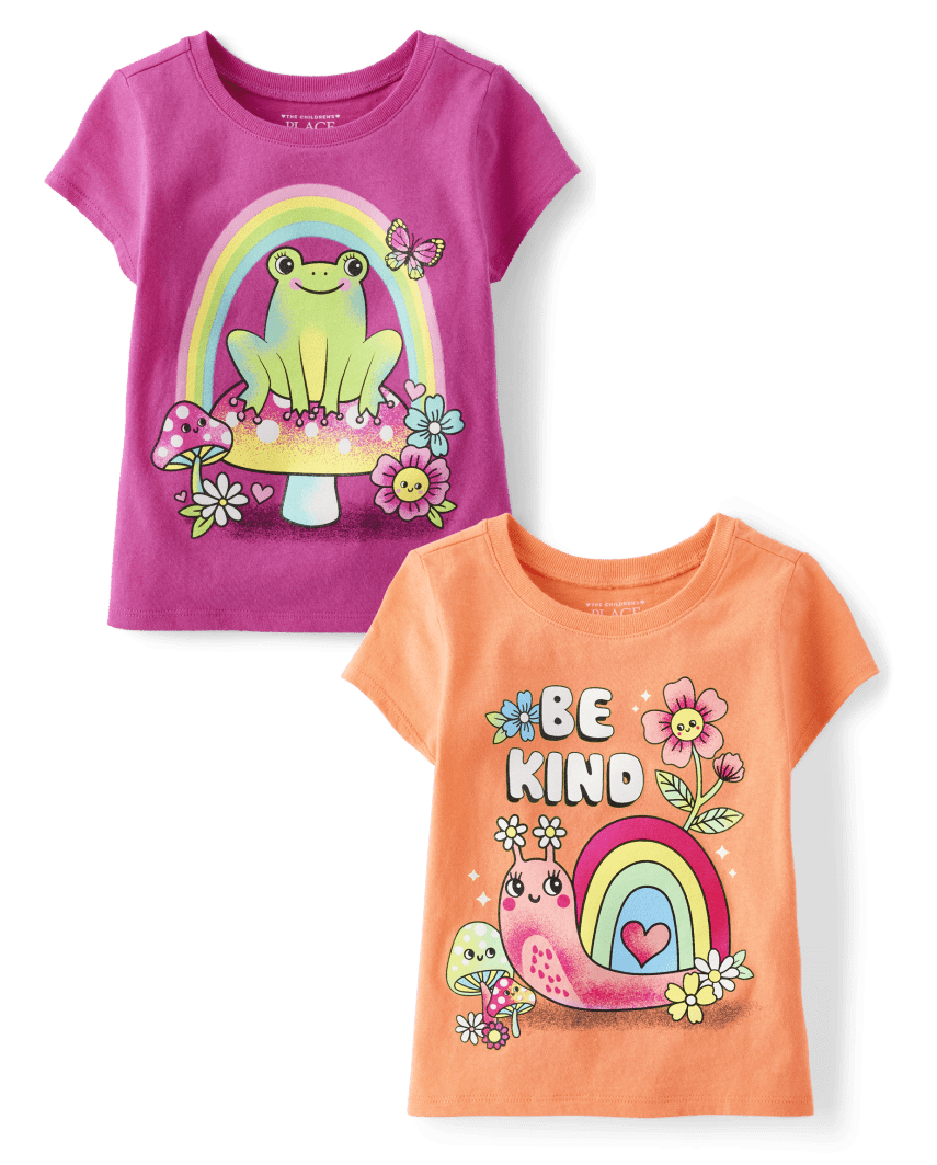 The Children's Place Baby And Toddler Girls Kindness Graphic T-Shirt 2-Pack | Size 12-18 M | 100% Cotton