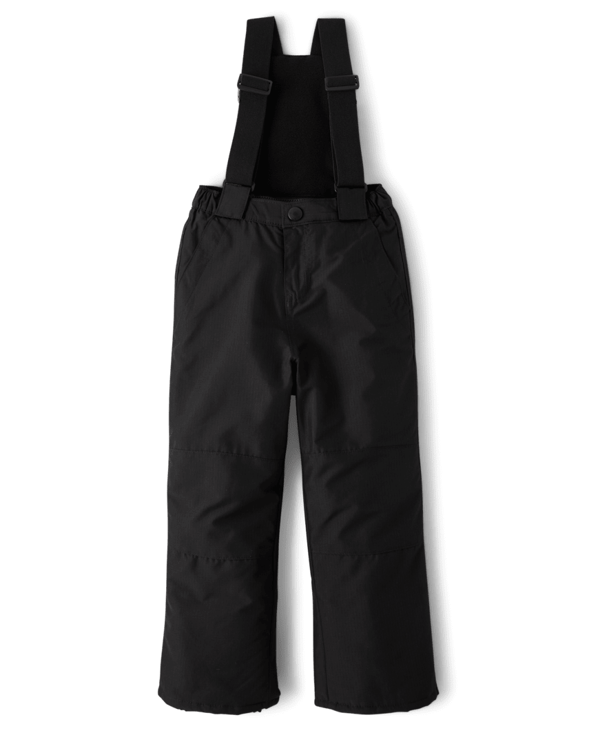 The Children's Place Kids Snow Overalls | Size 8 | Black | 100% Polyester Microfleece