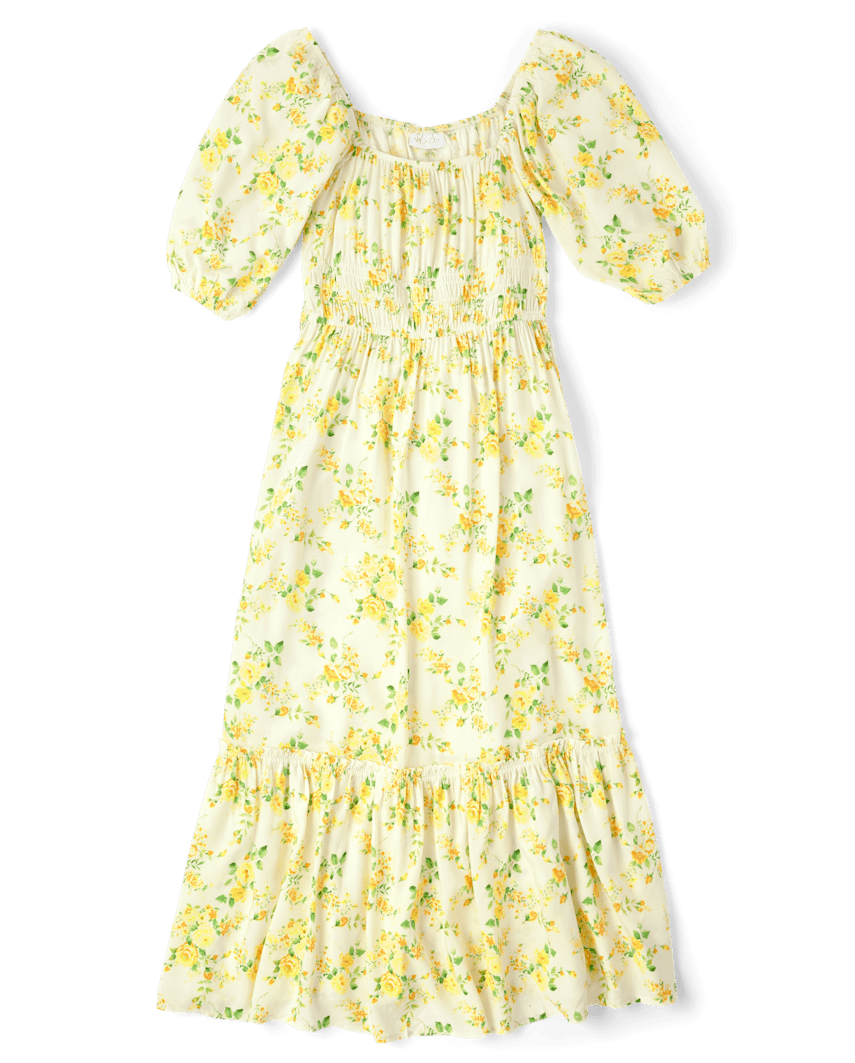 The Children's Place Womens Mommy And Me Floral Midi Tiered Dress | Size 2XL | White