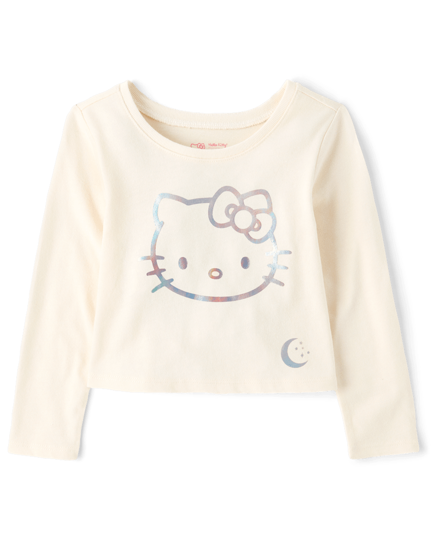 The Children's Place Toddler Girls Hello Kitty® Holographic Baby T-Shirt | Size 12-18 M | White | Cotton/Polyester