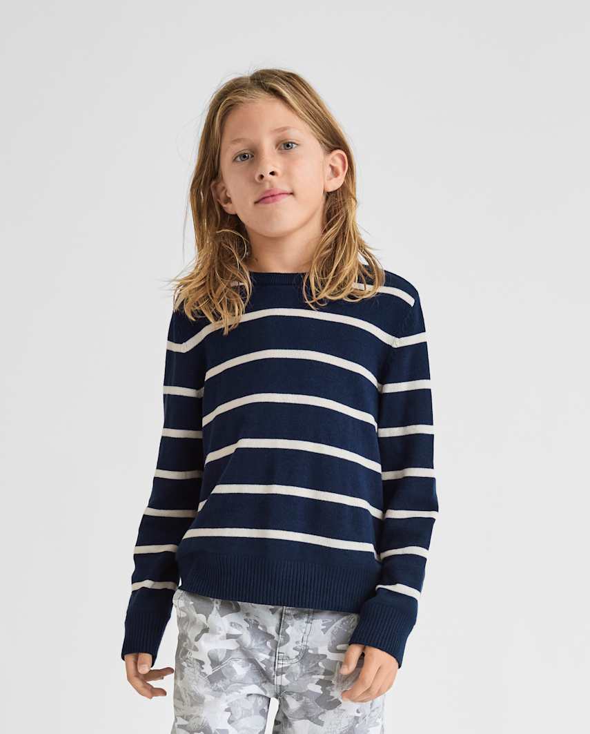The Children's Place Boys Lightweight Striped Sweater | Size Large (10/12) | Blue | 100% Cotton