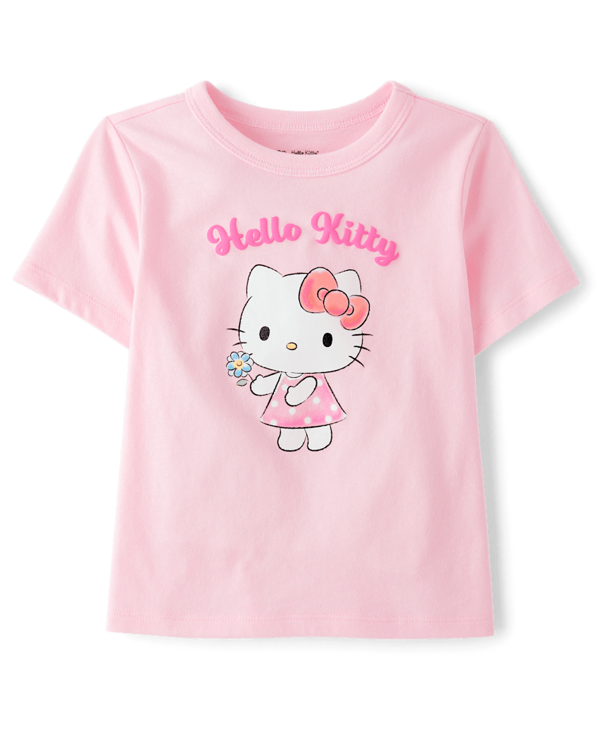 The Children's Place Toddler Girls Hello Kitty® Glitter Puff Print Graphic T-Shirt | Size 18-24 M | Pink | Cotton/Polyester