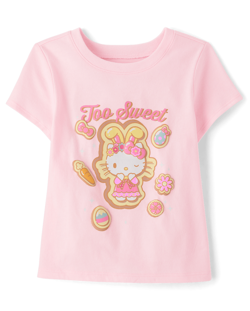 The Children's Place Toddler Girls Hello Kitty® Puff Print Easter Graphic T-Shirt | Size 2T | Pink | Cotton/Polyester