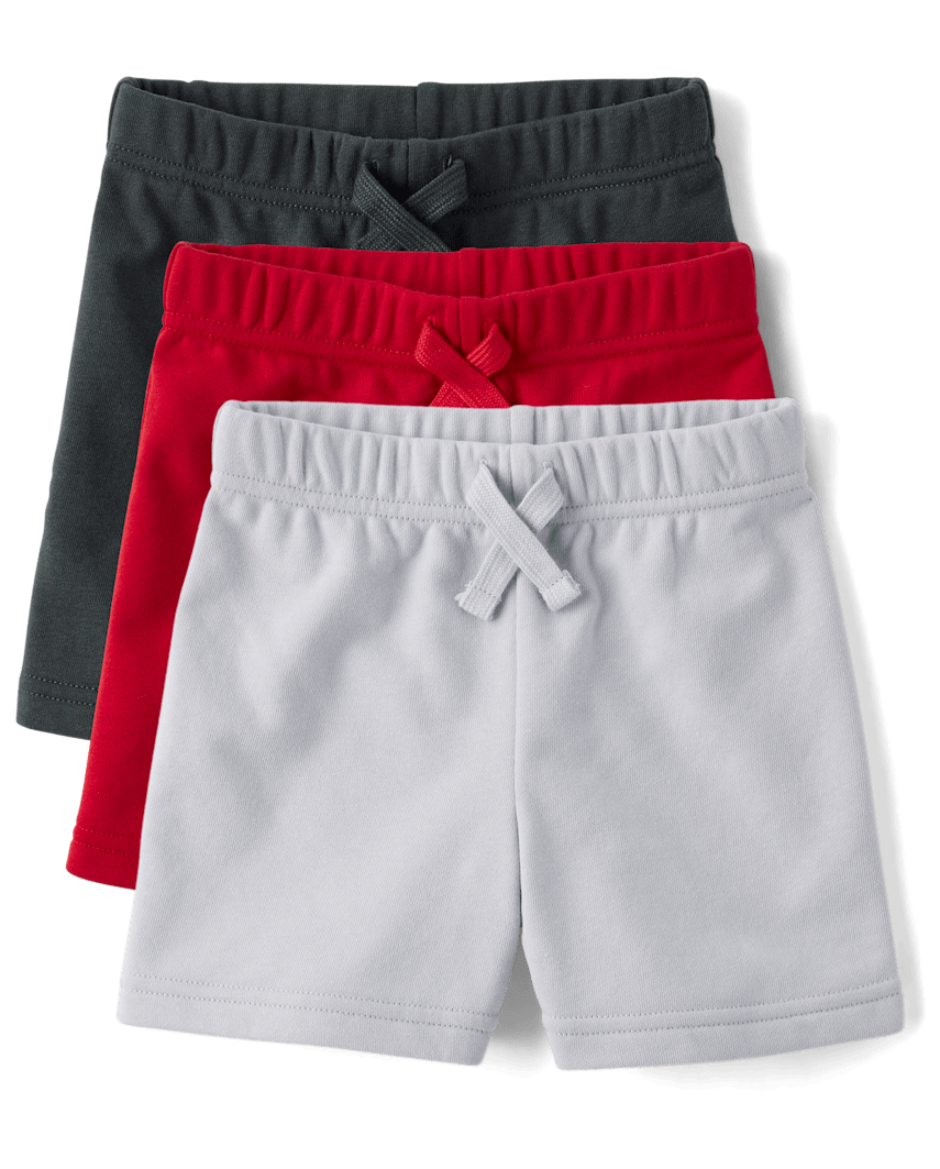 The Children's Place Baby And Toddler Boys French Terry Pull On Shorts 3-Pack | Size 2T | Red | Cotton/Polyester