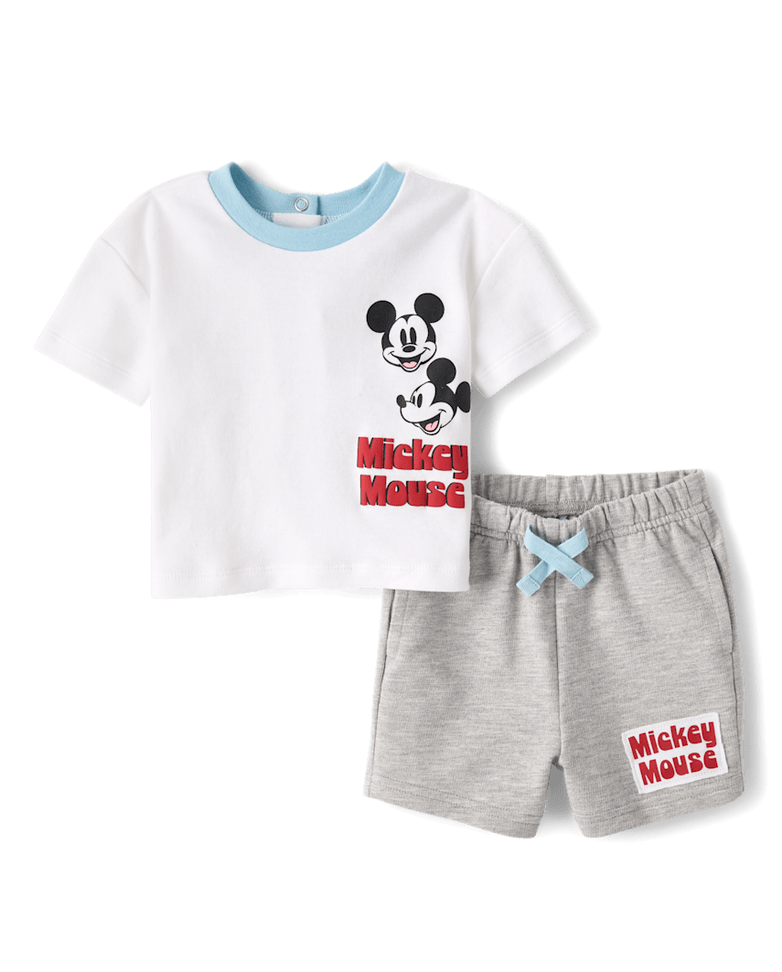 The Children's Place Baby Boys Mickey Mouse™ 2-Piece Playwear Set | Size 9-12 M | Cotton/Polyester