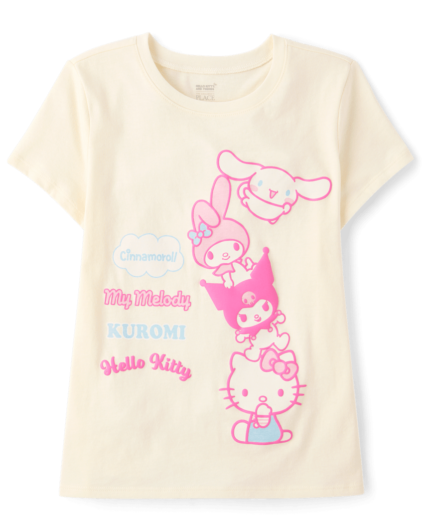 The Children's Place Girls Hello Kitty® And Friends Puff Print Graphic T-Shirt | Size 2XL (16) | Cream | Cotton/Polyester