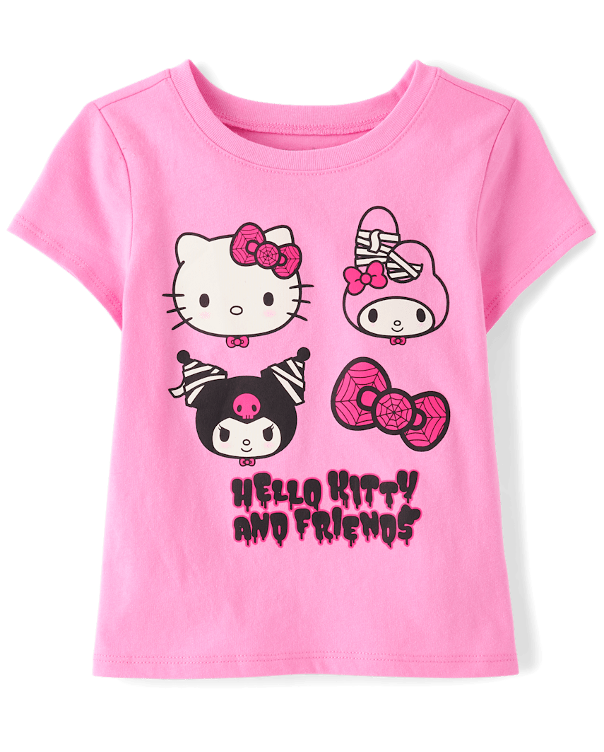 The Children's Place Toddler Girls Hello Kitty® And Friends Glow Halloween Graphic T-Shirt | Size 12-18 M | Pink | Cotton/Polyester