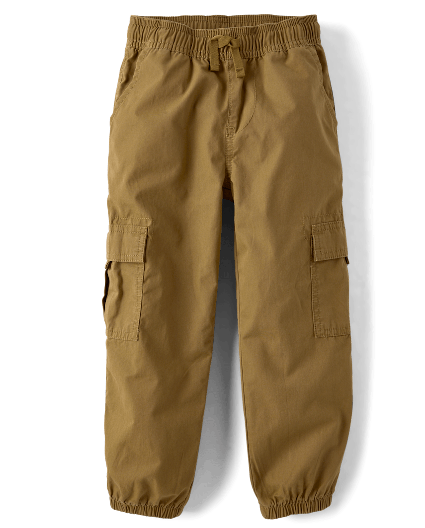 The Children's Place Boys Poplin Pull On Cargo Jogger Pants | Size 16 | Green | 100% Cotton