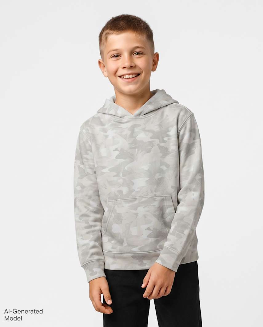 The Children's Place Boys Camo Premium Fleece Hoodie | Size 2XL (16) | Gray | Cotton/Polyester