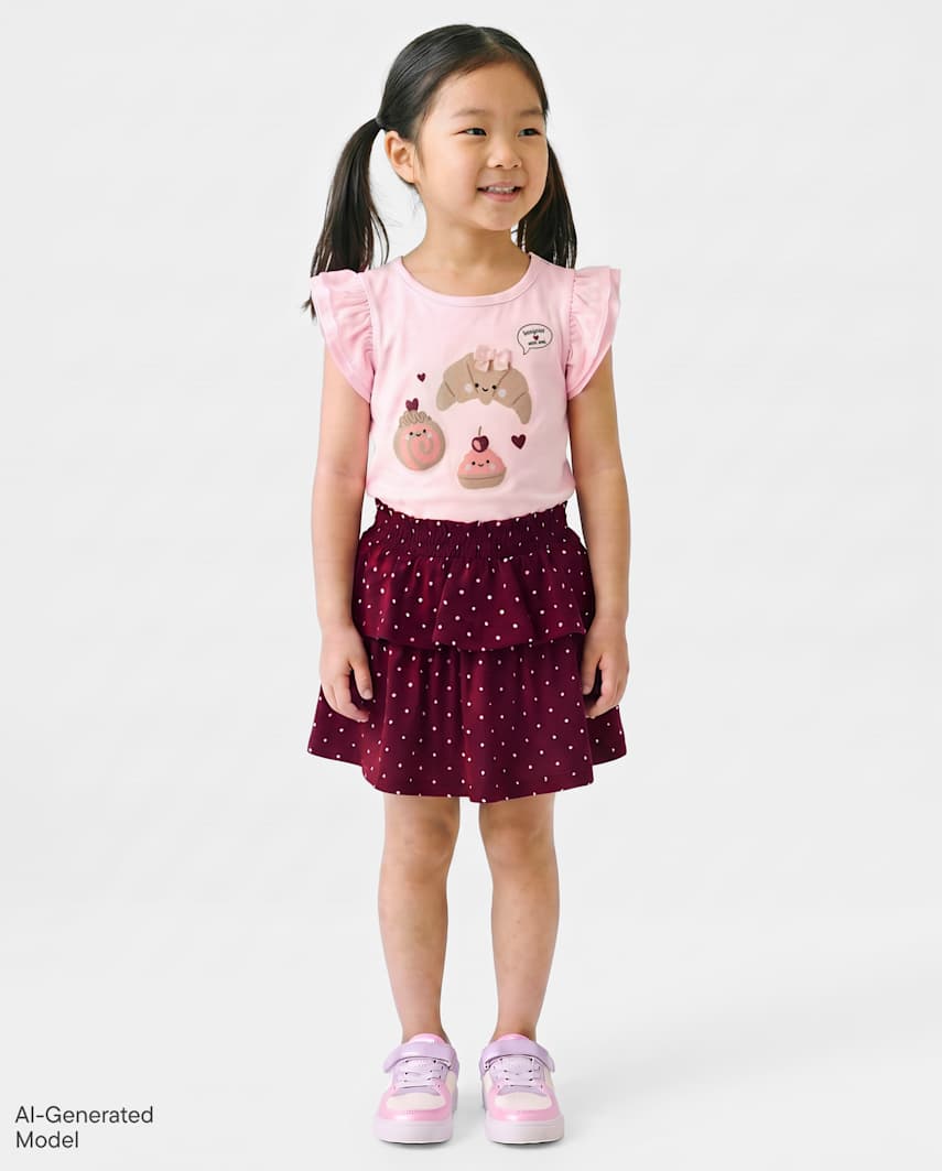 The Children's Place Toddler Girls Embellished Graphic 2-Piece Outfit Set | Size 3T | Pink | Cotton/Polyester