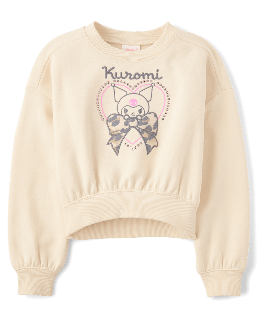 The Children's Place Girls Hello Kitty® And Friends Embellished Premium Fleece Sweatshirt | Size 2XL (16) | Cream | Cotton/Polyester/Spandex