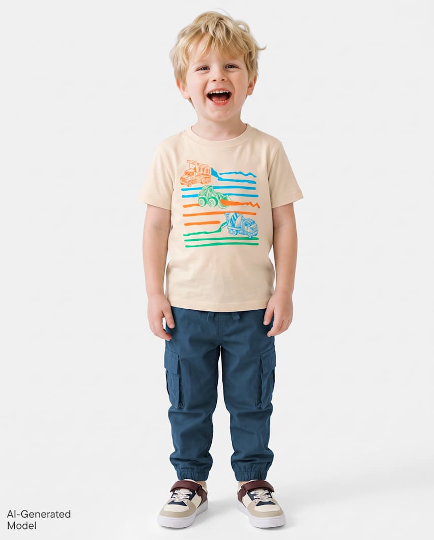 The Children's Place Baby And Toddler Boys Poplin Cargo Jogger Pants | Size 2T | Blue | 100% Cotton