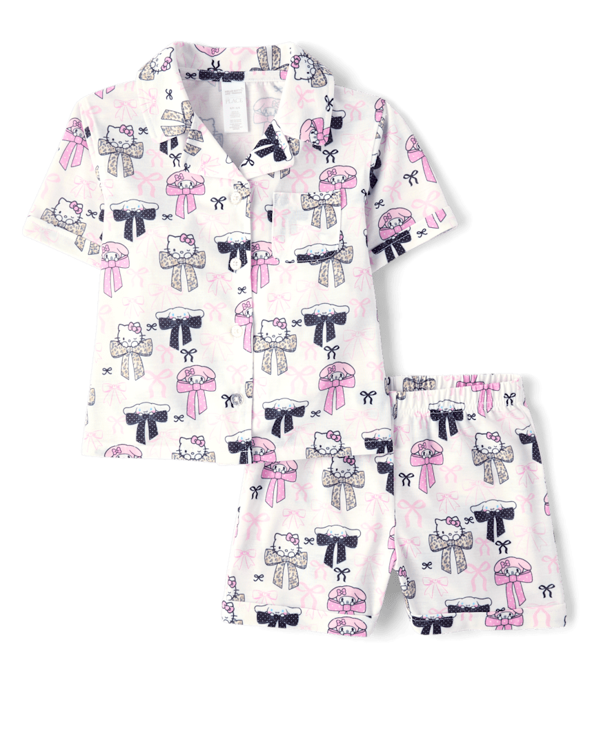 The Children's Place Girls Hello Kitty® And Friends Bow Button Front Pajamas | Size XL (14) | White