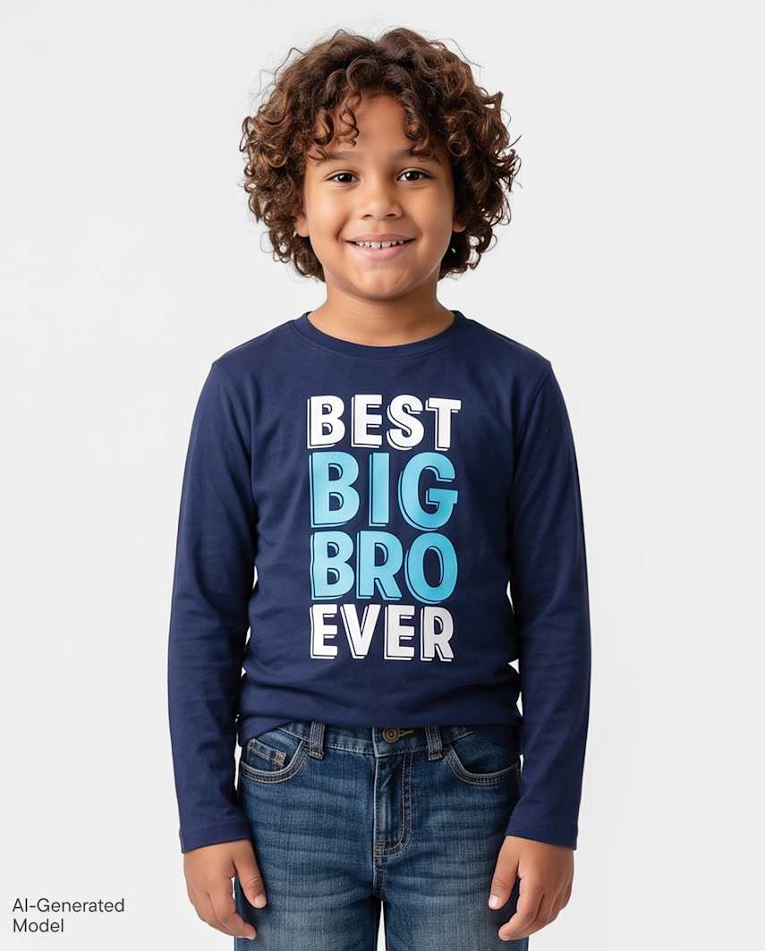 The Children's Place Boys Best Big Bro Ever Graphic T-Shirt | Size 2XL (16) | Blue | Cotton/Polyester