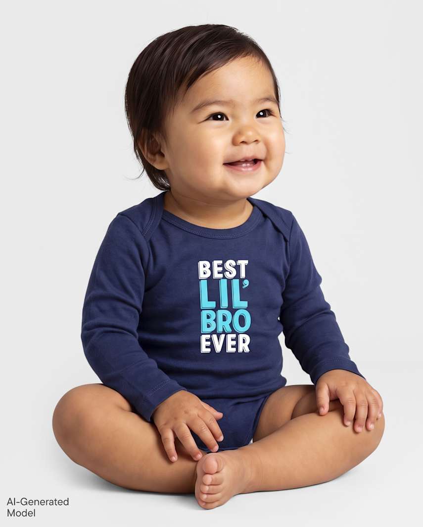 The Children's Place Baby Boys Best Lil' Bro Ever Graphic Bodysuit | Size 9-12 M | Blue | Cotton/Polyester