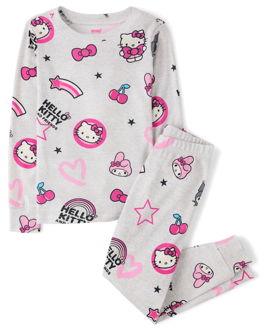 The Children's Place Girls Hello Kitty® And Friends Snug Fit Cotton Pajamas | Size 8 | Gray | 100% Cotton
