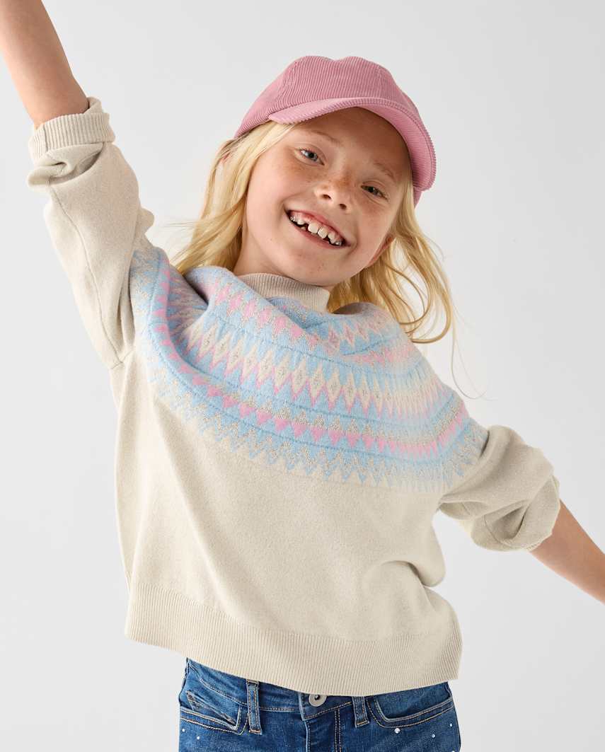 The Children's Place Girls Fairisle Sweater | Size Medium (7/8) | Blue