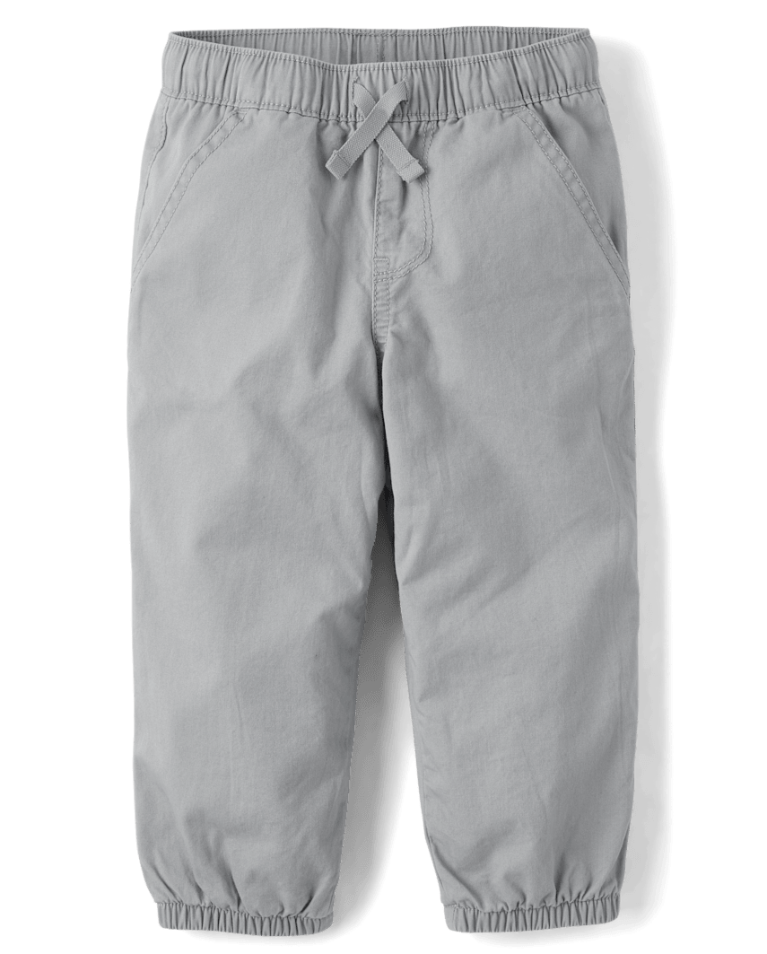 The Children's Place Baby And Toddler Boys Lined Pull On Jogger Pants | Size 9-12 M | Gray | 100% Cotton