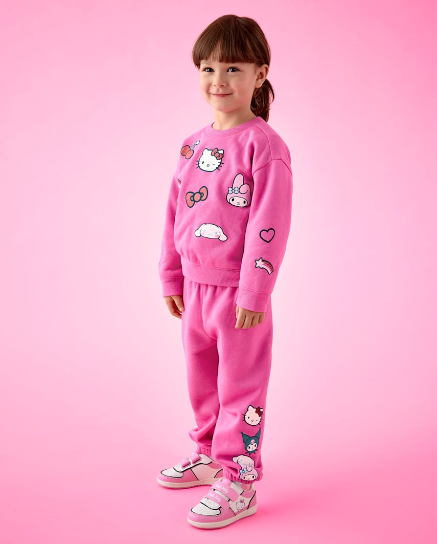 The Children's Place Toddler Girls Hello Kitty® Embellished Premium Fleece Barrel Sweatpants | Size 12-18 M | Pink | Cotton/Polyester