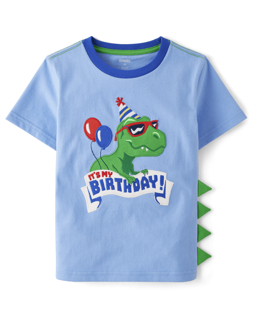 Gymboree | Boys | Embroidered Dino Top - Birthday Boutique in Blue | Size
