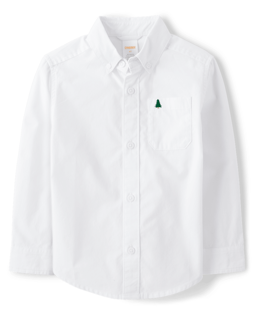 Gymboree | Boys | Poplin Button Up Shirt - All Dressed Up in White | Size 12-18 M | 100% Cotton Poplin