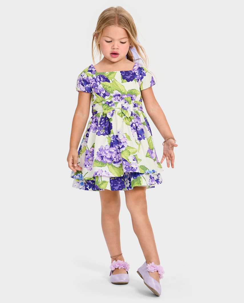 Gymboree | Girls | Mommy And Me Floral Bow Fit And Flare Dress - Lavender Fields in White | Size