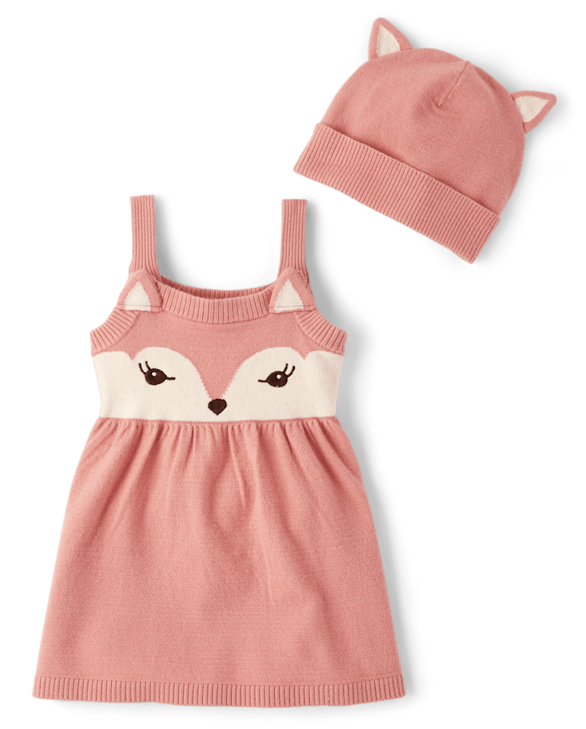 Gymboree | Girls | Fox Sweater Jumper 2-Piece Outfit Set in Pink | Size 9-12