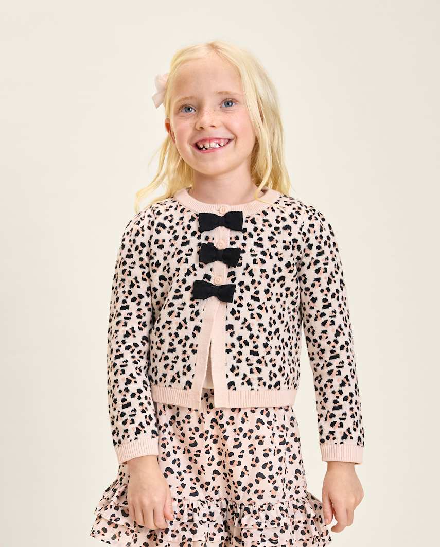 Gymboree | Girls | Leopard Bow Cardigan - Petit Paris in Orange | Size